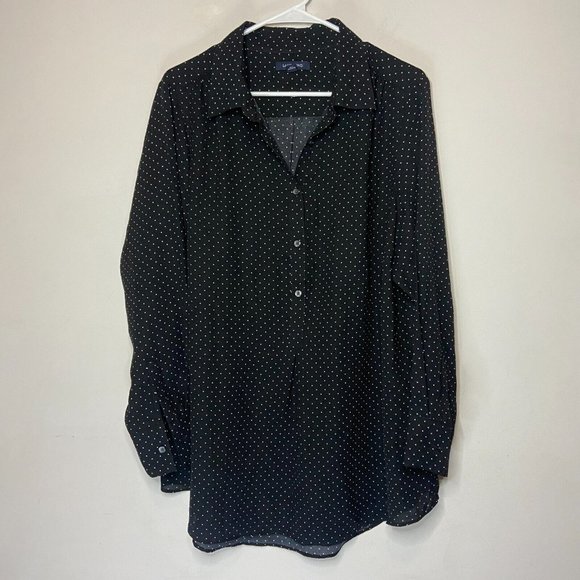 Lands' End Black Polka Dot Blouse - Picture 1 of 9